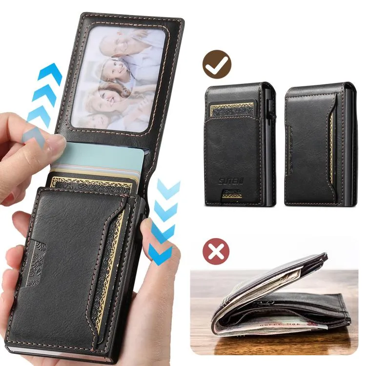 Suteni Oil Waxy Keys Automatically Pop Up Card Wallet Case