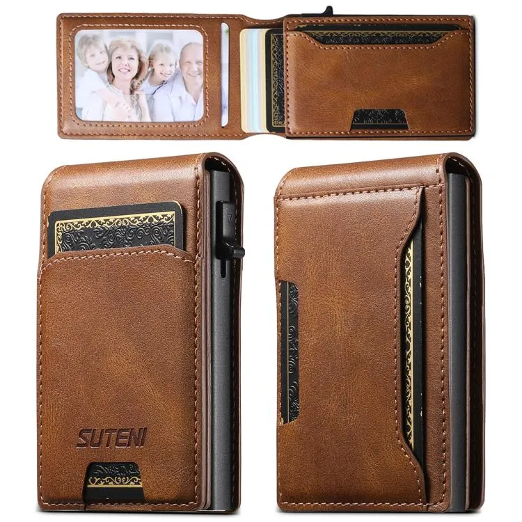 Suteni Oil Waxy Keys Automatically Pop Up Card Wallet Case