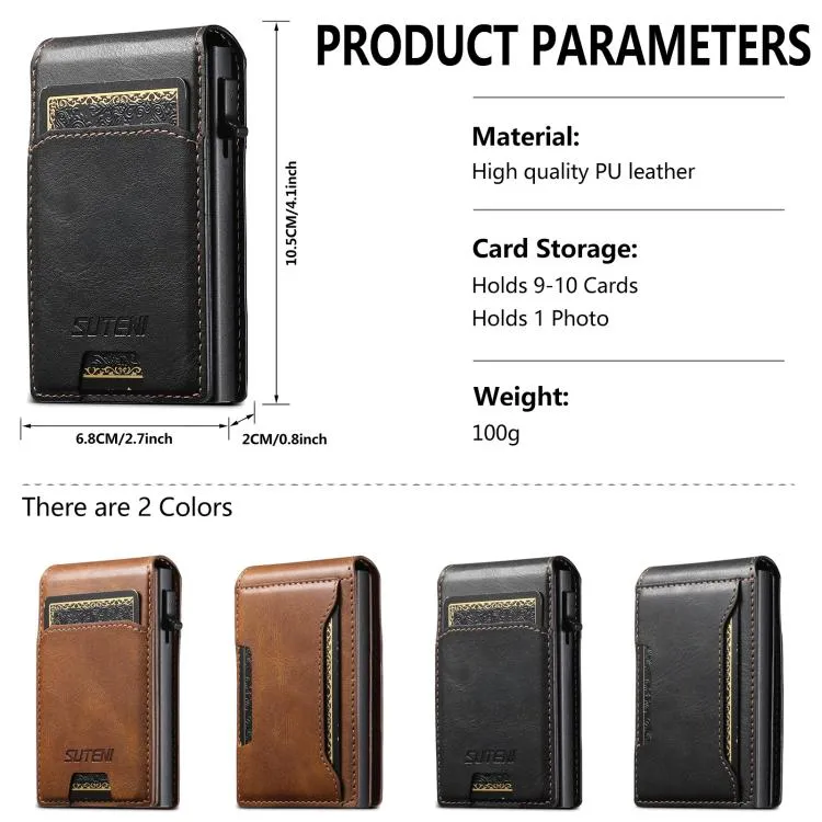 Suteni Oil Waxy Keys Automatically Pop Up Card Wallet Case