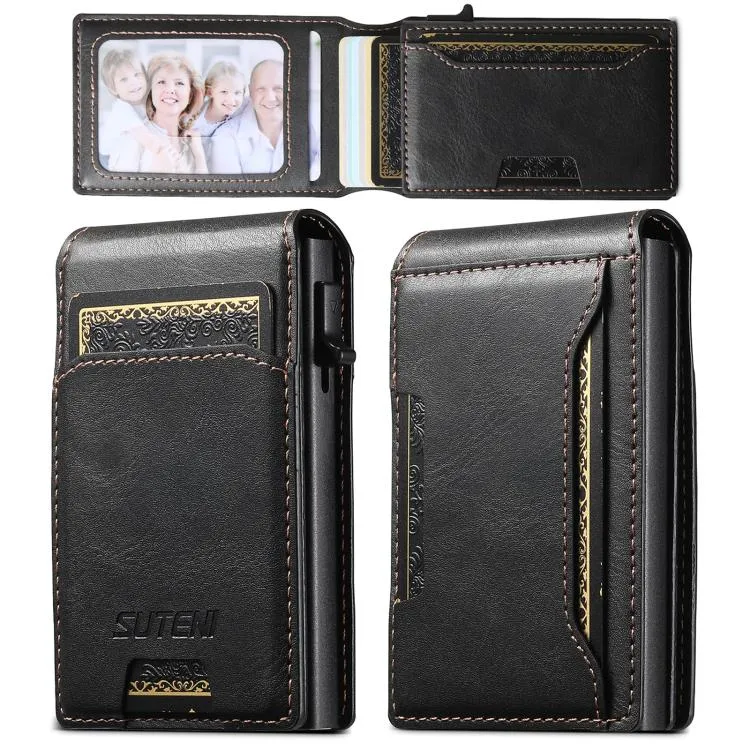 Suteni Oil Waxy Keys Automatically Pop Up Card Wallet Case