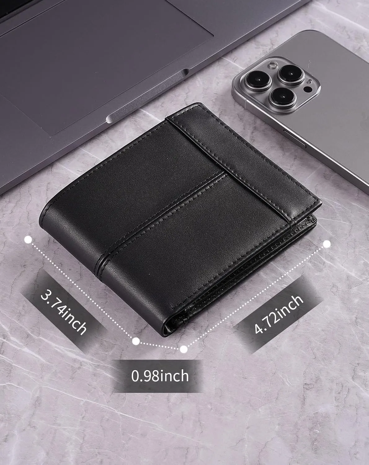 Swallowmall Leather Wallet for Mens Genuine Leather RFID Blocking Bifold Wallets with 1 ID Window 15 Card Slots