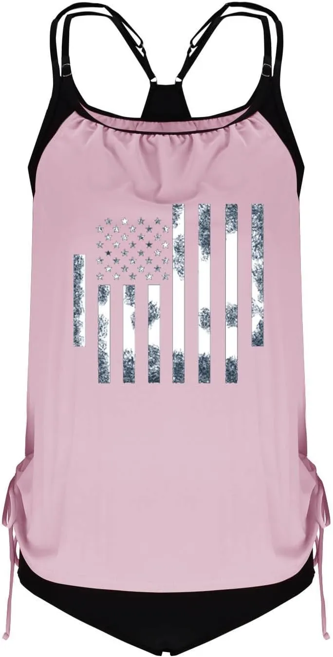 Swim Suits for Women 2025 Plus Size Blouson Tankini Tops with Shorts Swimwear Tummy Control Bathing Suits Beach Wear