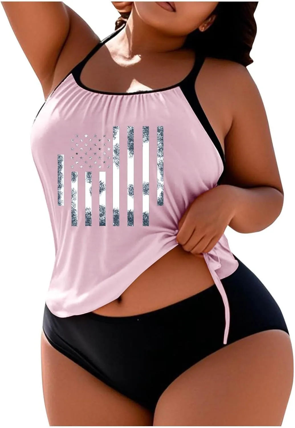 Swim Suits for Women 2025 Plus Size Blouson Tankini Tops with Shorts Swimwear Tummy Control Bathing Suits Beach Wear