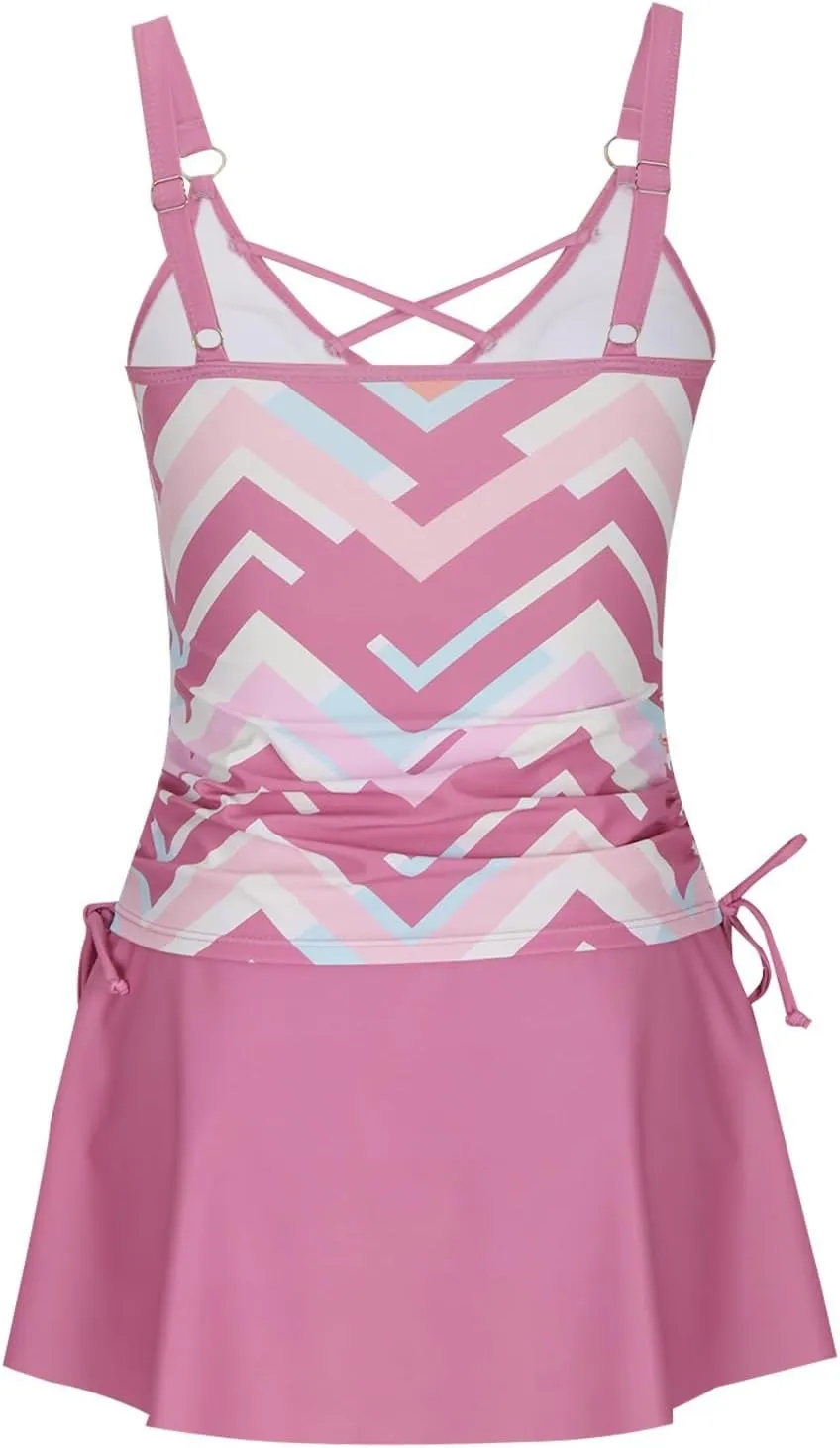 Swimsuit for Women 2024 Plus Size Two Piece Floral Print Beach Tankini Swim High Waisted Tummy Control Bathing Suits