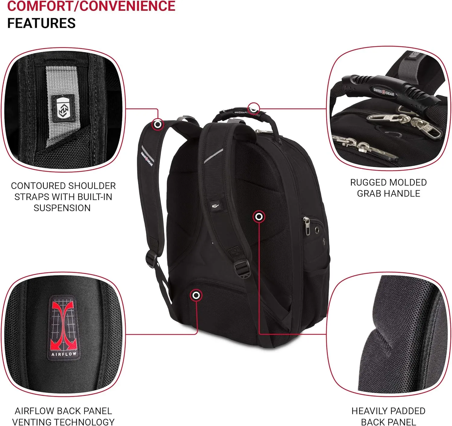 Swiss Gear SA1923 Black TSA Friendly ScanSmart Laptop Backpack - Fits Most 15 Inch Laptops and Tablets