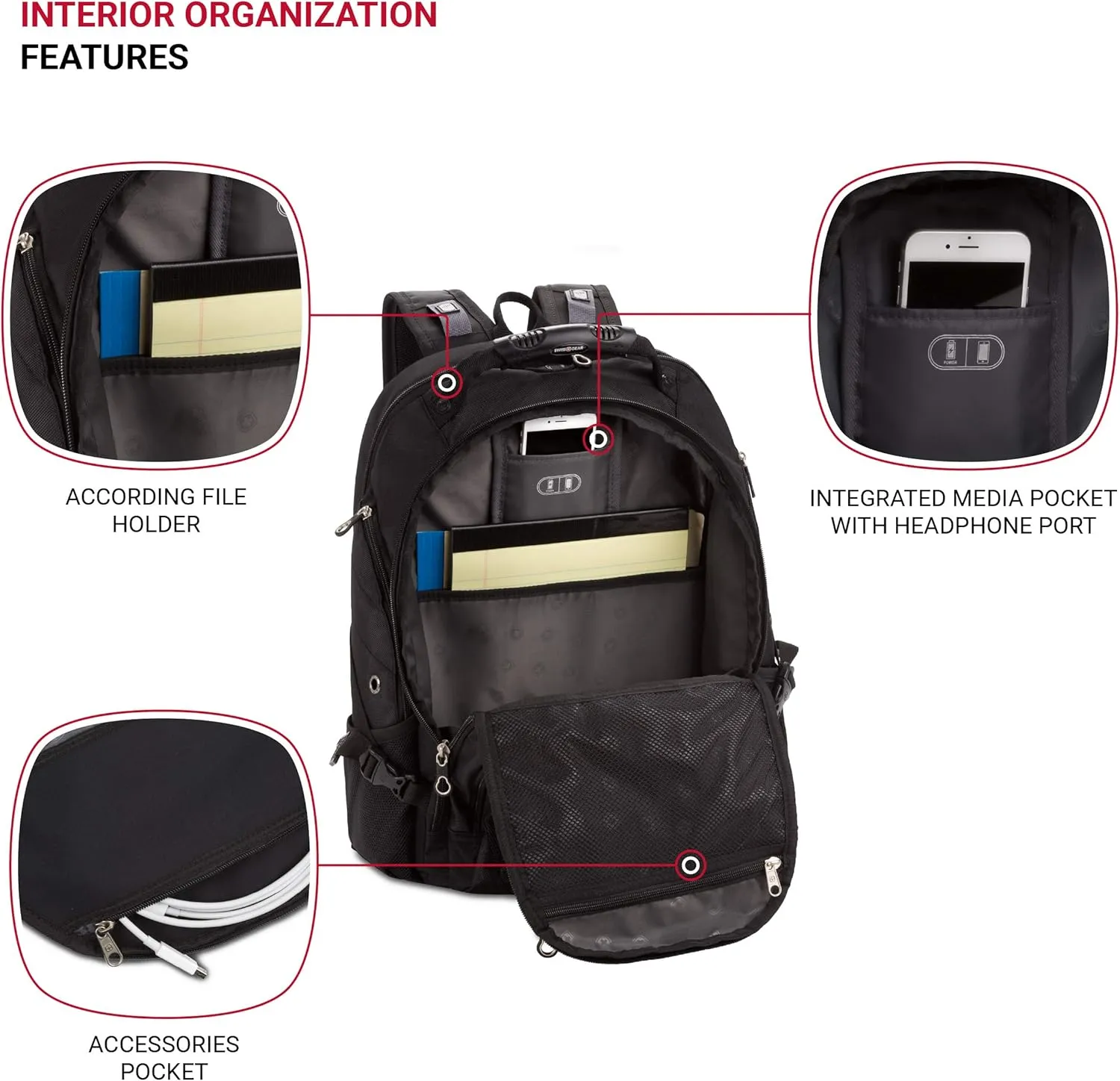 Swiss Gear SA1923 Black TSA Friendly ScanSmart Laptop Backpack - Fits Most 15 Inch Laptops and Tablets