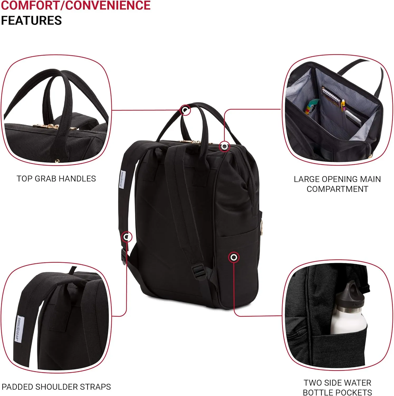 SwissGear 3576 Artz Vintage Laptop Backpack (Large, Black)