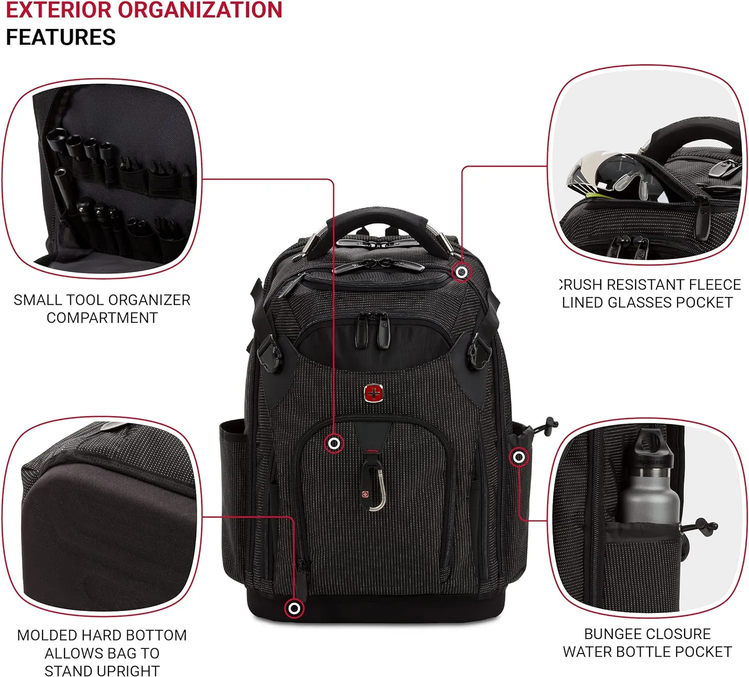 SwissGear Tool Bag Backpack, Fits Up to 17-Inch Laptop, Work Pack PRO, Black