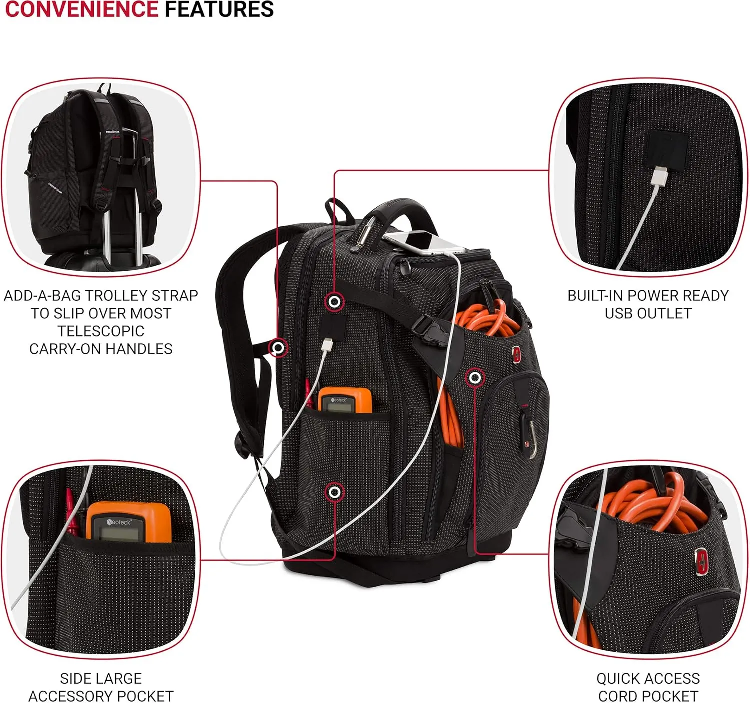 SwissGear Tool Bag Backpack, Fits Up to 17-Inch Laptop, Work Pack PRO, Black