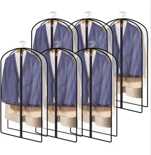 Syeeiex 40" All Clear Garment Bags for Hanging Clothes, Garment Covers with 4" Gusseted, Suit Bags for Closet Storage, Garment Protector for Several Suits, Coats, Jackets, Shirts and Sweater, 6 Pack