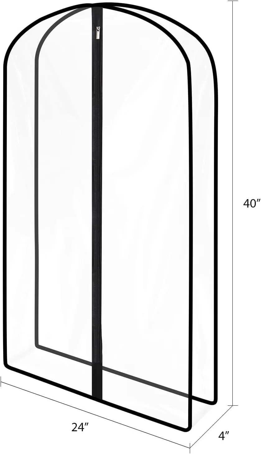 Syeeiex 40" All Clear Garment Bags for Hanging Clothes, Garment Covers with 4" Gusseted, Suit Bags for Closet Storage, Garment Protector for Several Suits, Coats, Jackets, Shirts and Sweater, 6 Pack