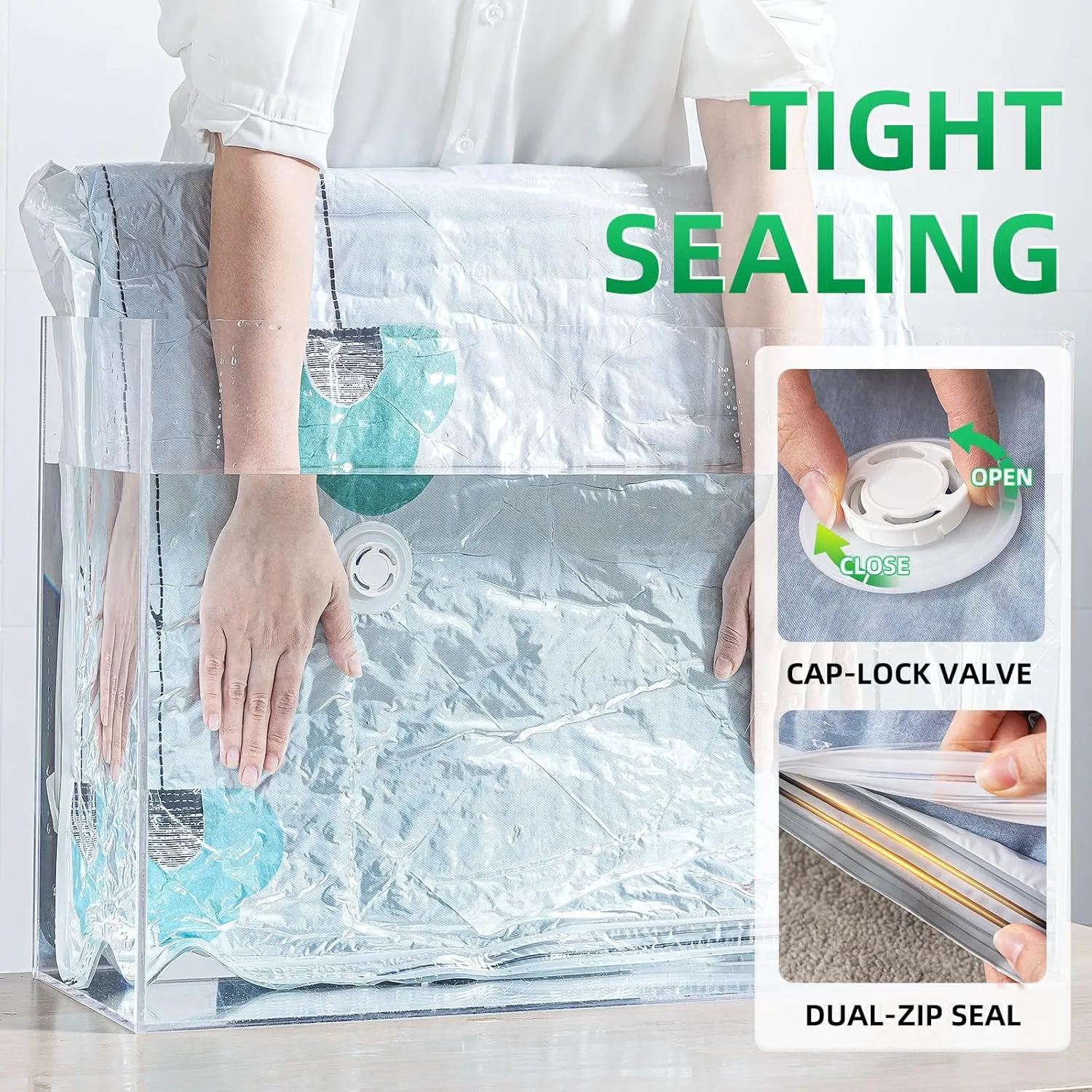 TAILI 6 Pack Vacuum Storage Bags, Jumbo Vacuum Seal Bags for Clothing (40x31 Inch), Space Saving for Bulky Bedding, Comforters and Blankets, Extra Large Closet Storage and Organization