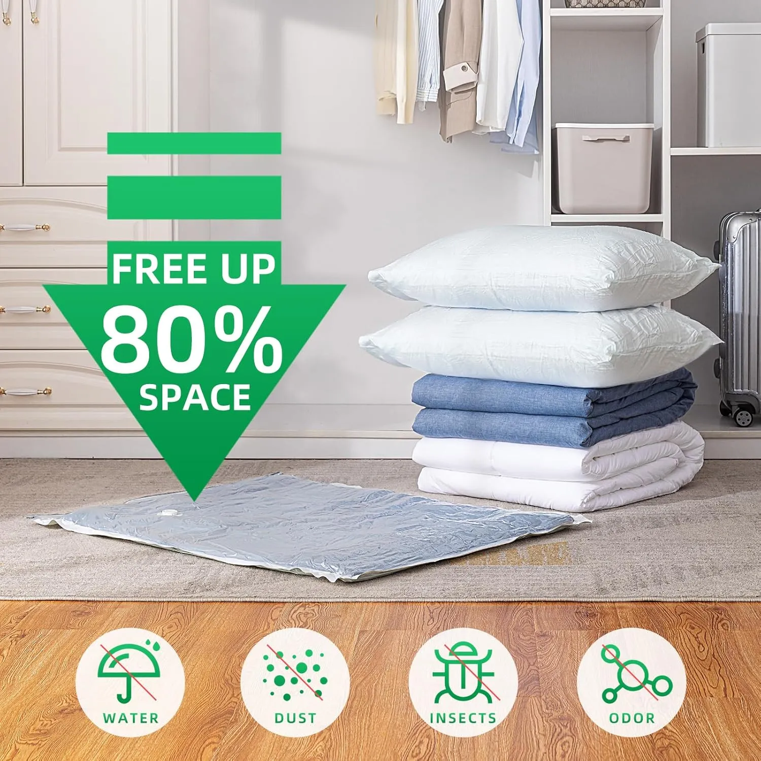 TAILI 6 Pack Vacuum Storage Bags, Jumbo Vacuum Seal Bags for Clothing (40x31 Inch), Space Saving for Bulky Bedding, Comforters and Blankets, Extra Large Closet Storage and Organization
