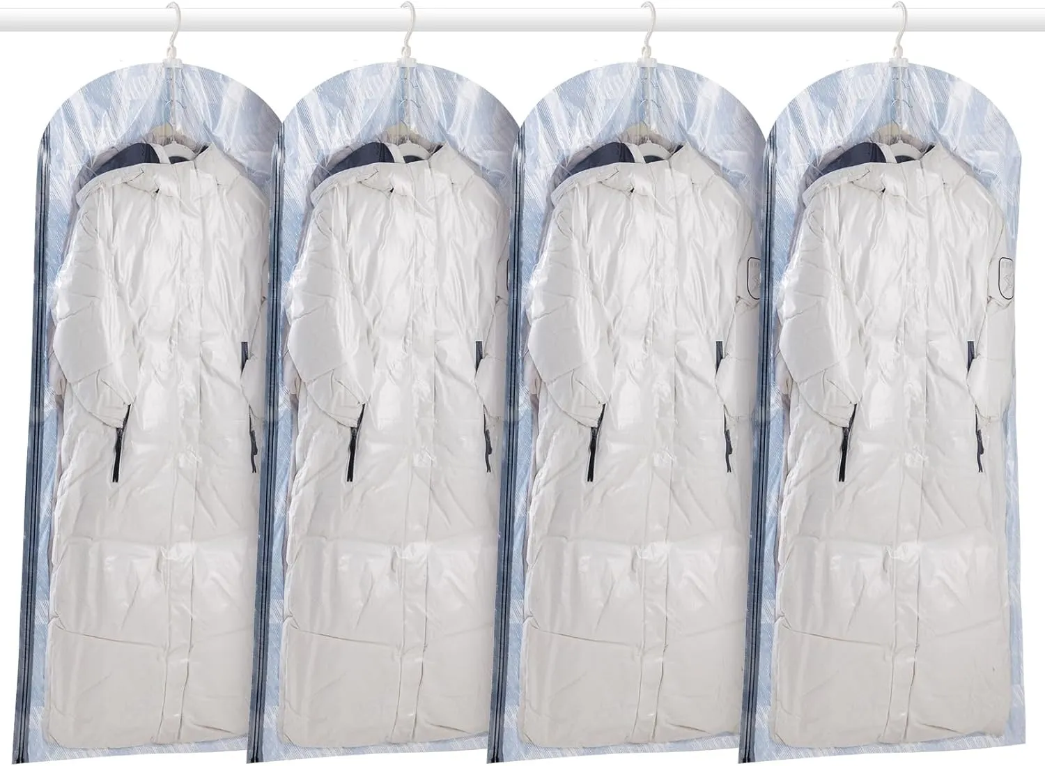 TAILI Hanging Vacuum Storages Sealer Space Saver Bags, Compression Garment Bags for Coat, Jacket, and Suit, Closet Organizer, 4 Pack Jumbo Multicolor