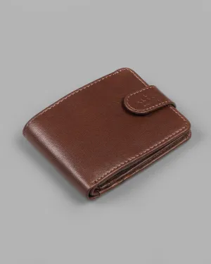 Tan Push Button Vegan Leather Handcrafted Slim and Small Wallet