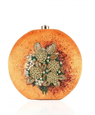 Tangerine & Gold Hydrangea Clutch