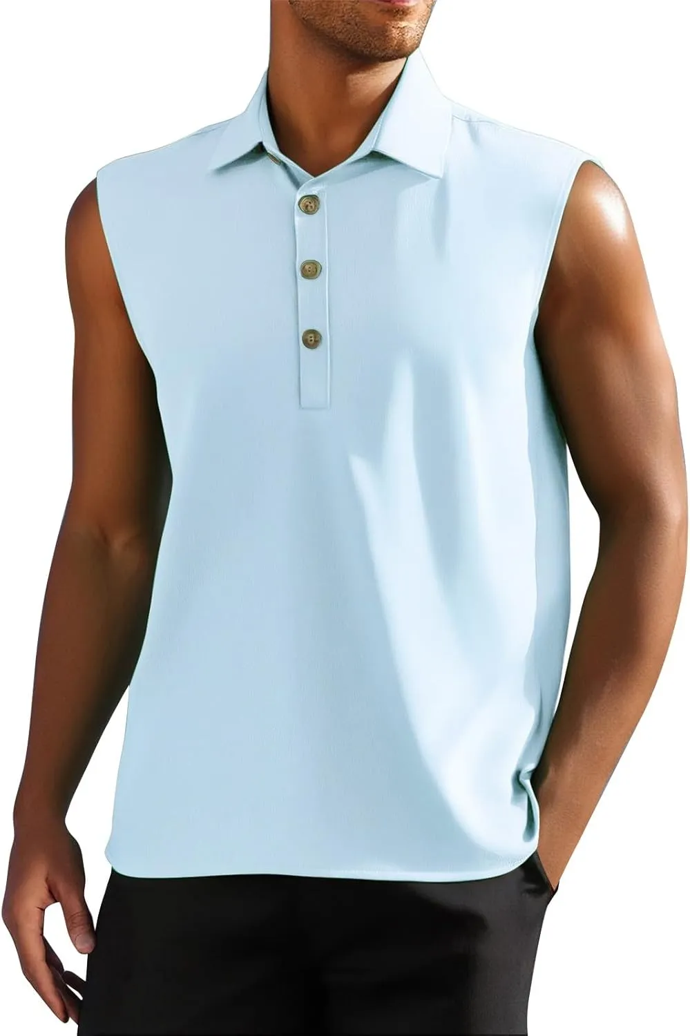 Tank Tops Men Sleeveless Summer Beach Casual Button Up Muscle Linen Cotton Loose Fit Undershirts Gym Big and Tall Vest