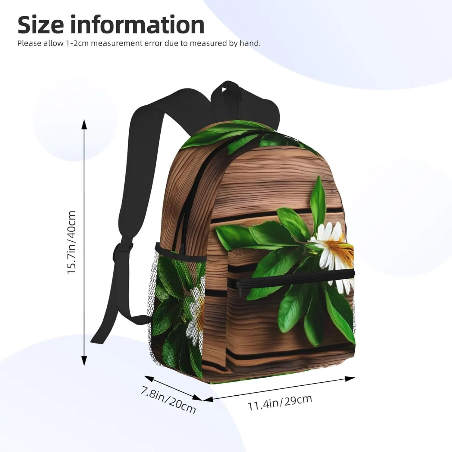 Teal Flower on Plank Backpack Cute Print Bookbag Women Travel Casual Water-resistant Backpack Travel Bag bags