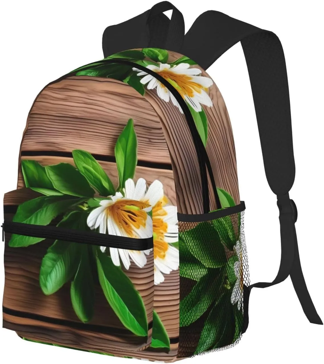 Teal Flower on Plank Backpack Cute Print Bookbag Women Travel Casual Water-resistant Backpack Travel Bag bags