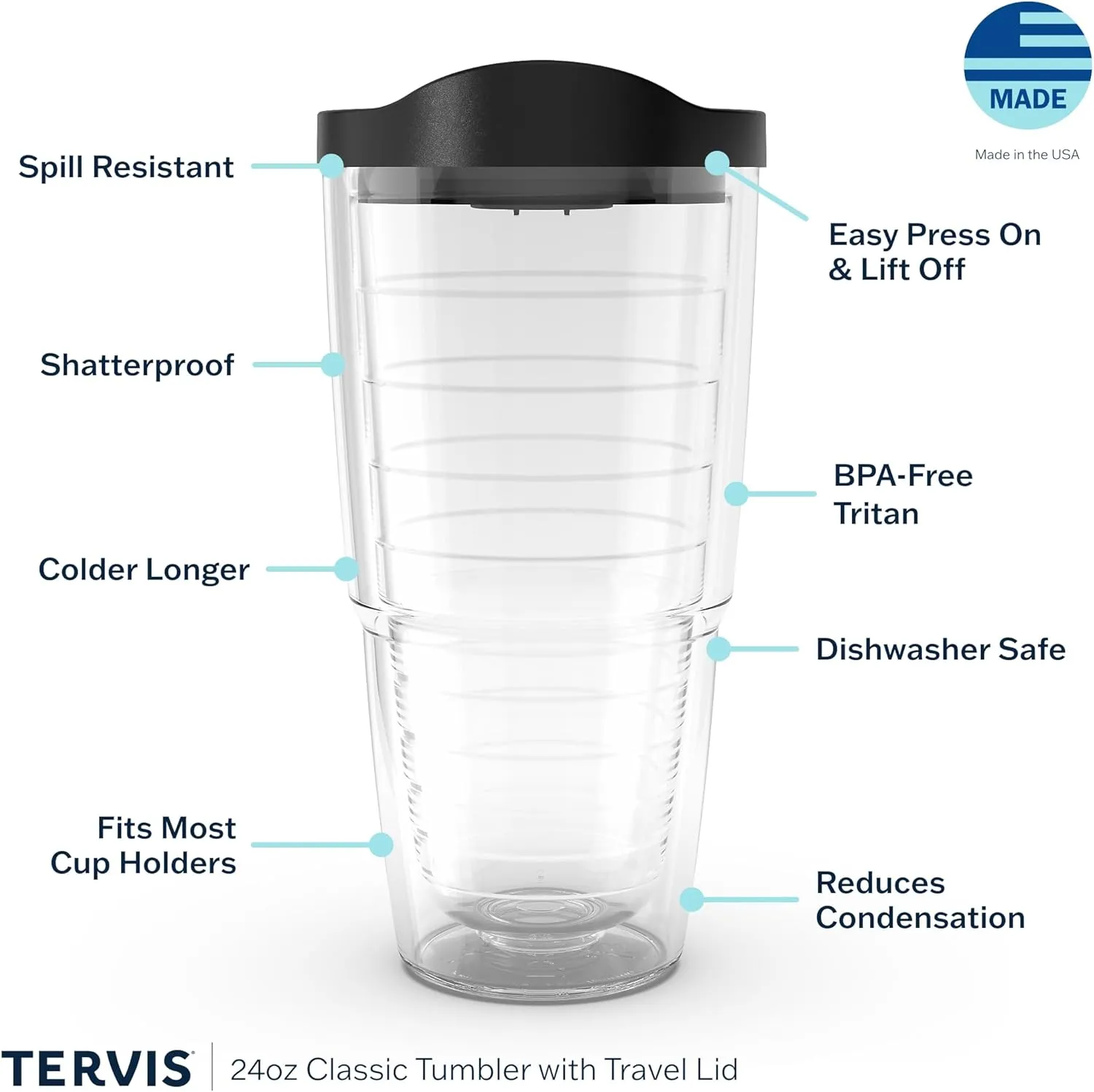 Tervis 1319373 Margaritaville - Kissed By Sun Insulated Tumbler with Wrap and Lid 24 oz - Tritan Clear