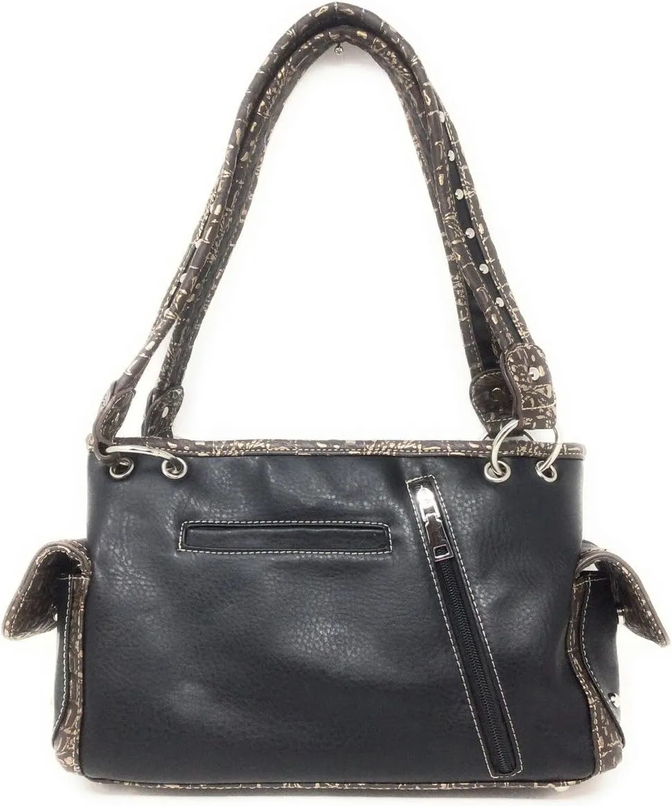 Texas West Rhinestone Embroidered Metal Skull Leather Women Handbag With Matching Wallet 6 colors