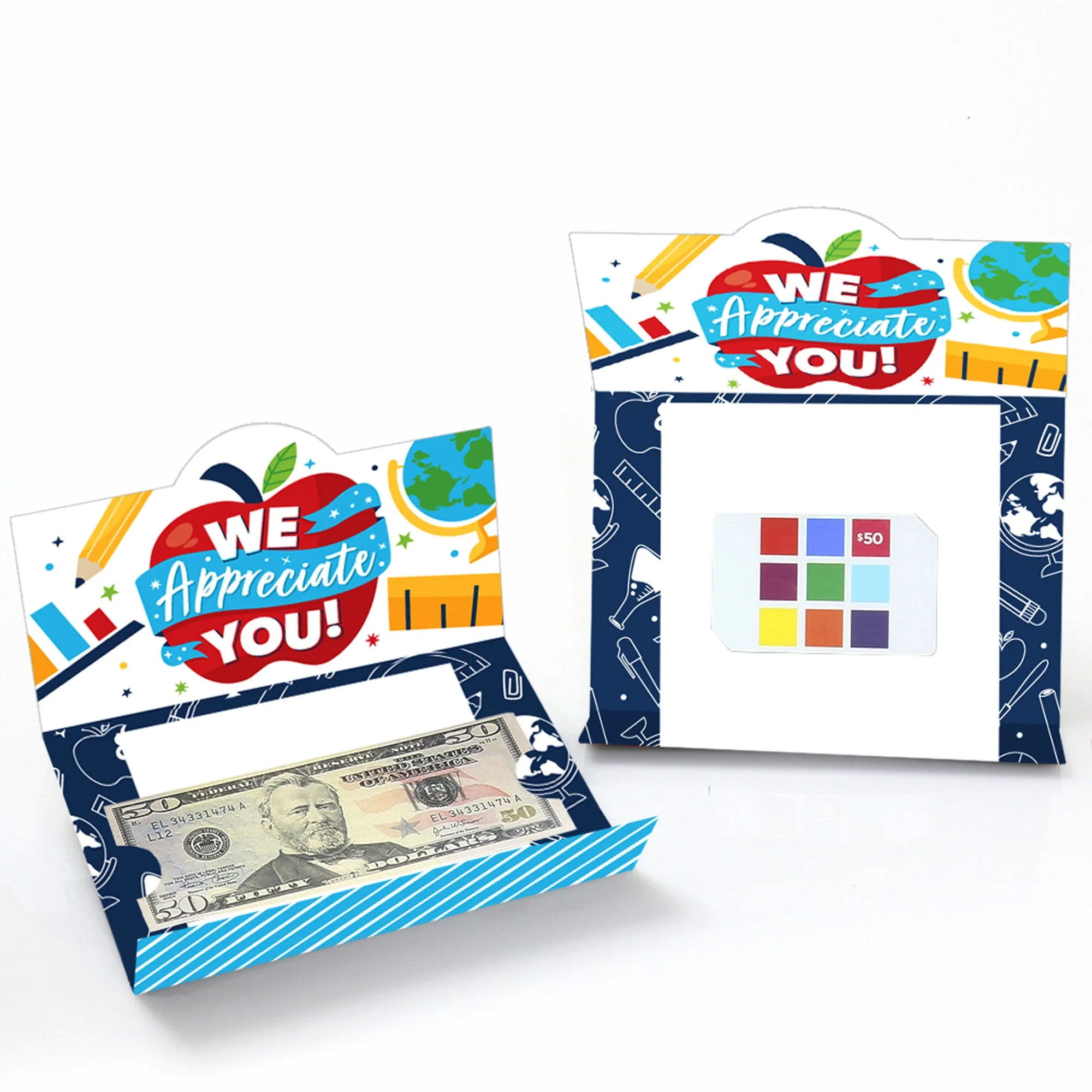 Thank You Teachers - Teacher Appreciation Money and Gift Card Holders - Set of 8