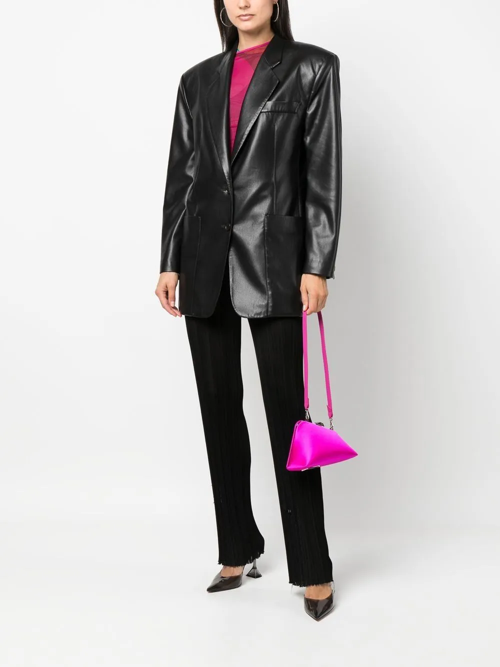 The Attico Midnight Satin Clutch Bag