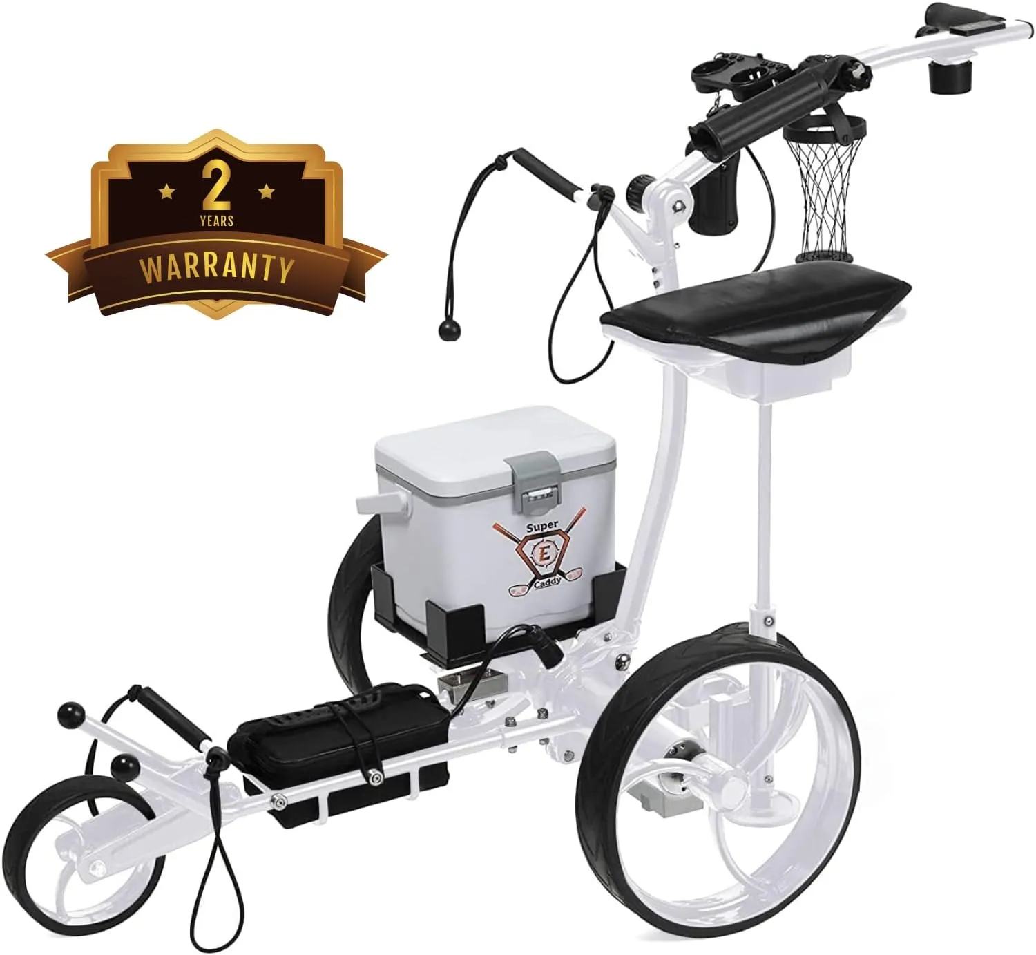 The Pro Wireless Remote Control Electric Golf Cart, Built-in 6 Pack Cooler, Seat, USB Port and Holders, 12V Lithium Battery Lasts 27 Holes