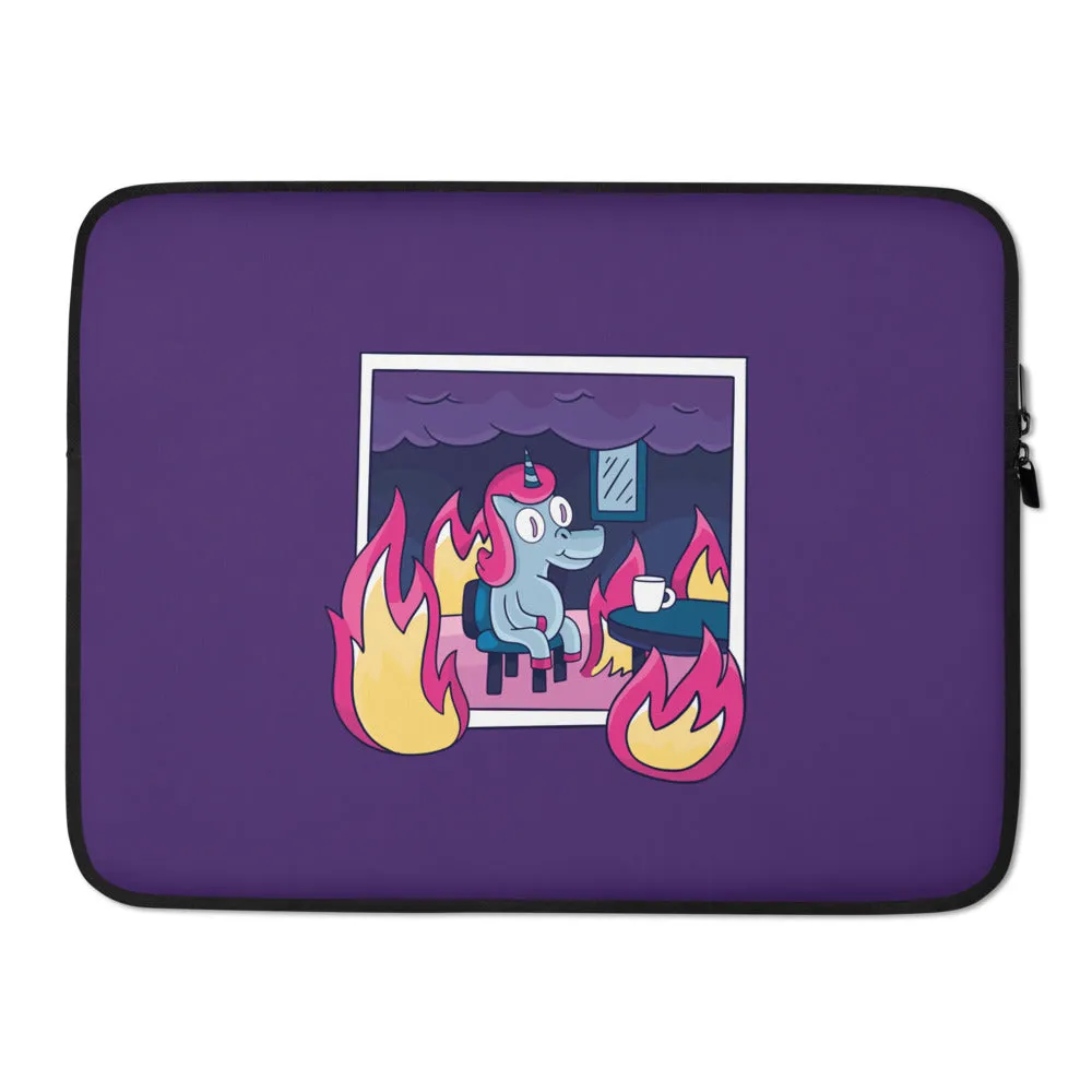 This Is Fine Unicorn Laptop Sleeve