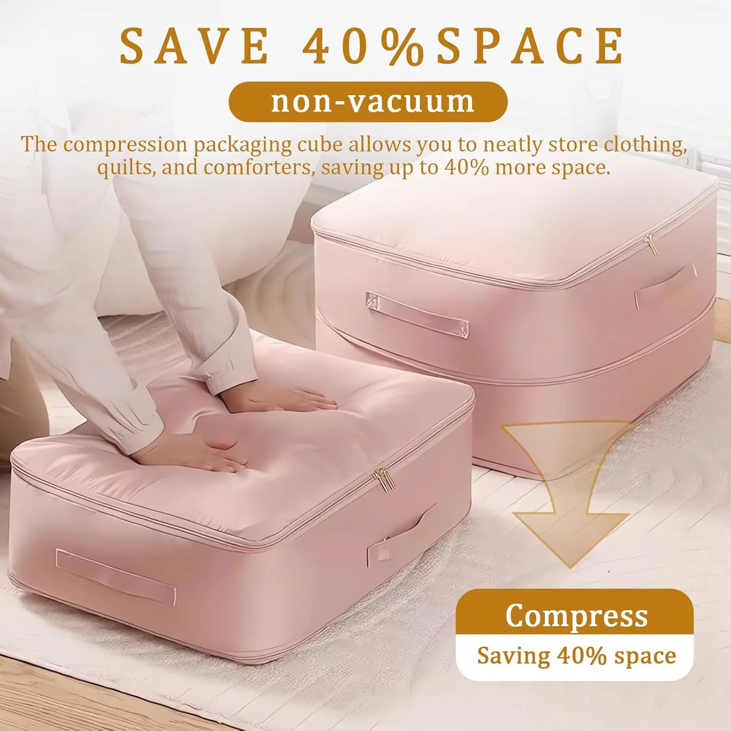 TIGARI Ultra Space Saving Self Compression Organizer, Compression Storage Bags for Bedding, Compression Packing Cubes for Comforters, Duvet, Blankets, Storage and Organization Moving Bags