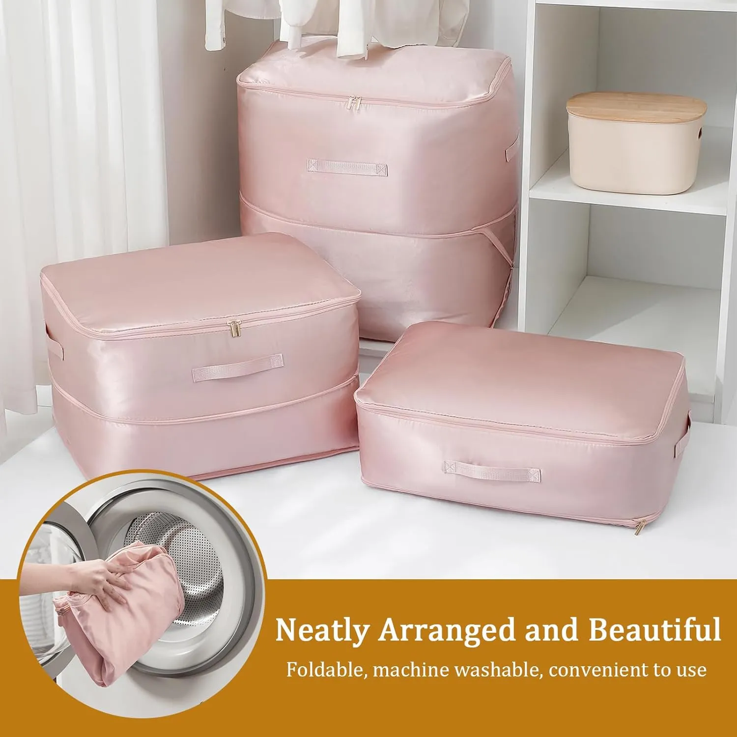 TIGARI Ultra Space Saving Self Compression Organizer, Compression Storage Bags for Bedding, Compression Packing Cubes for Comforters, Duvet, Blankets, Storage and Organization Moving Bags