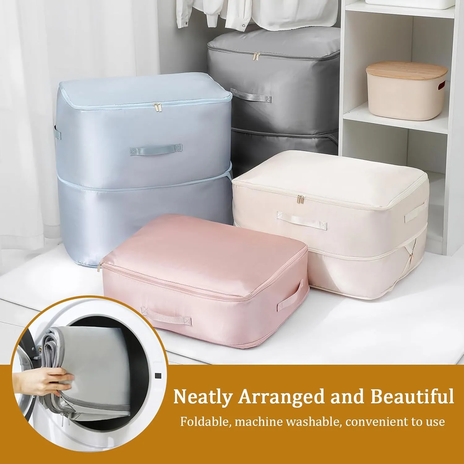 TIGARI Ultra Space Saving Self Compression Organizer, Compression Storage Bags for Bedding, Compression Packing Cubes for Comforters, Duvet, Blankets, Storage and Organization Moving Bags