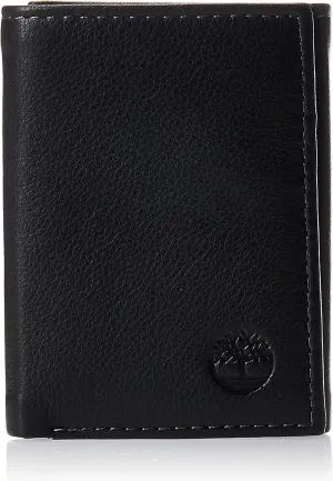 Timberland mens Leather Trifold With Id Window Wallet, Black, One Size US