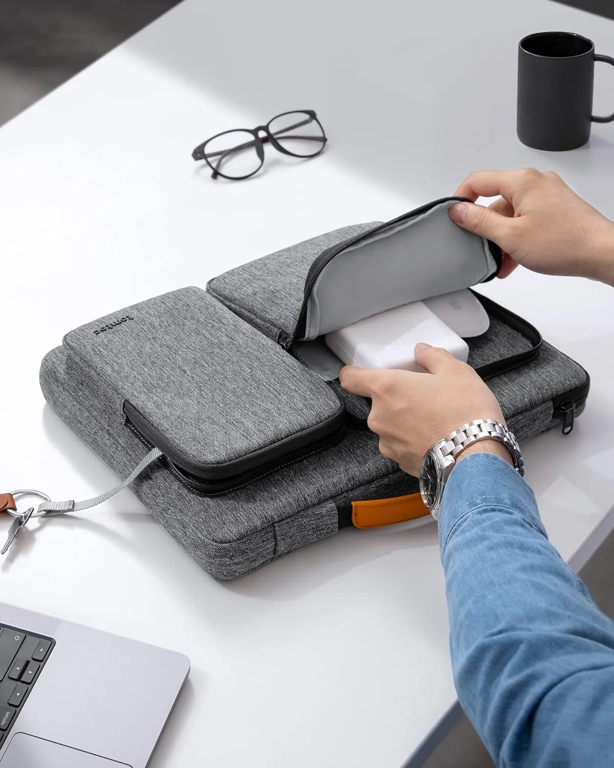 tomtoc 360 Protective Laptop Sleeve for 14-inch MacBook Pro M4/M3/M2/M1 Pro/Max A2918 A2992 A2779 A2442 2024-2021, 13.5-14.4 Inch Surface Laptop 6/5/Studio 2/1, Water-Resistant Carrying Case