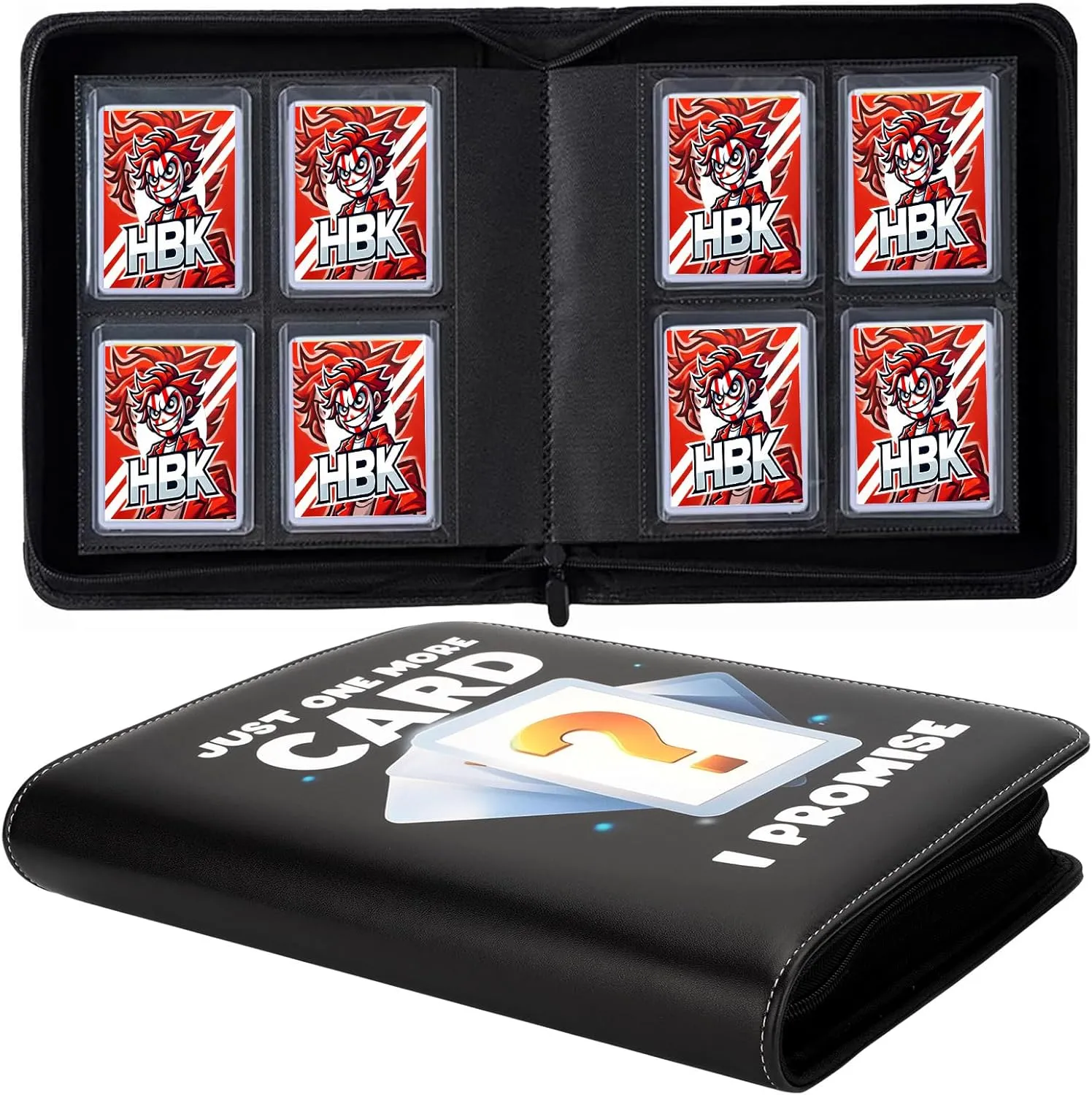Top Loader Binder 4 Pocket, PU Leather 2x2 Toploader Binder for Toploaders Storage, Side-Loading Great Gift for Trading Cards Collector - Holds 128 Top Loaders (Black)