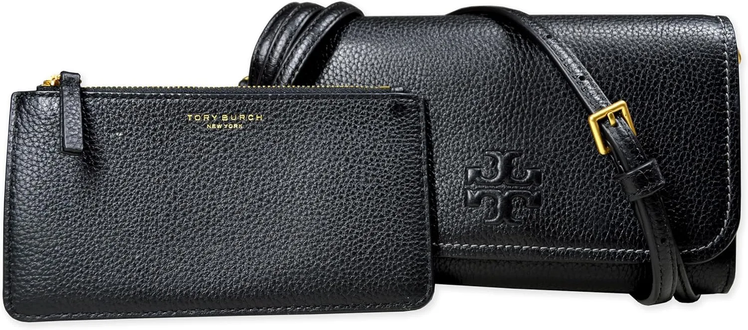 Tory Burch Womens 146467 Thea Pebbled Leather With Gold-tone Hardware Crossbody Bag With Flat Wallet