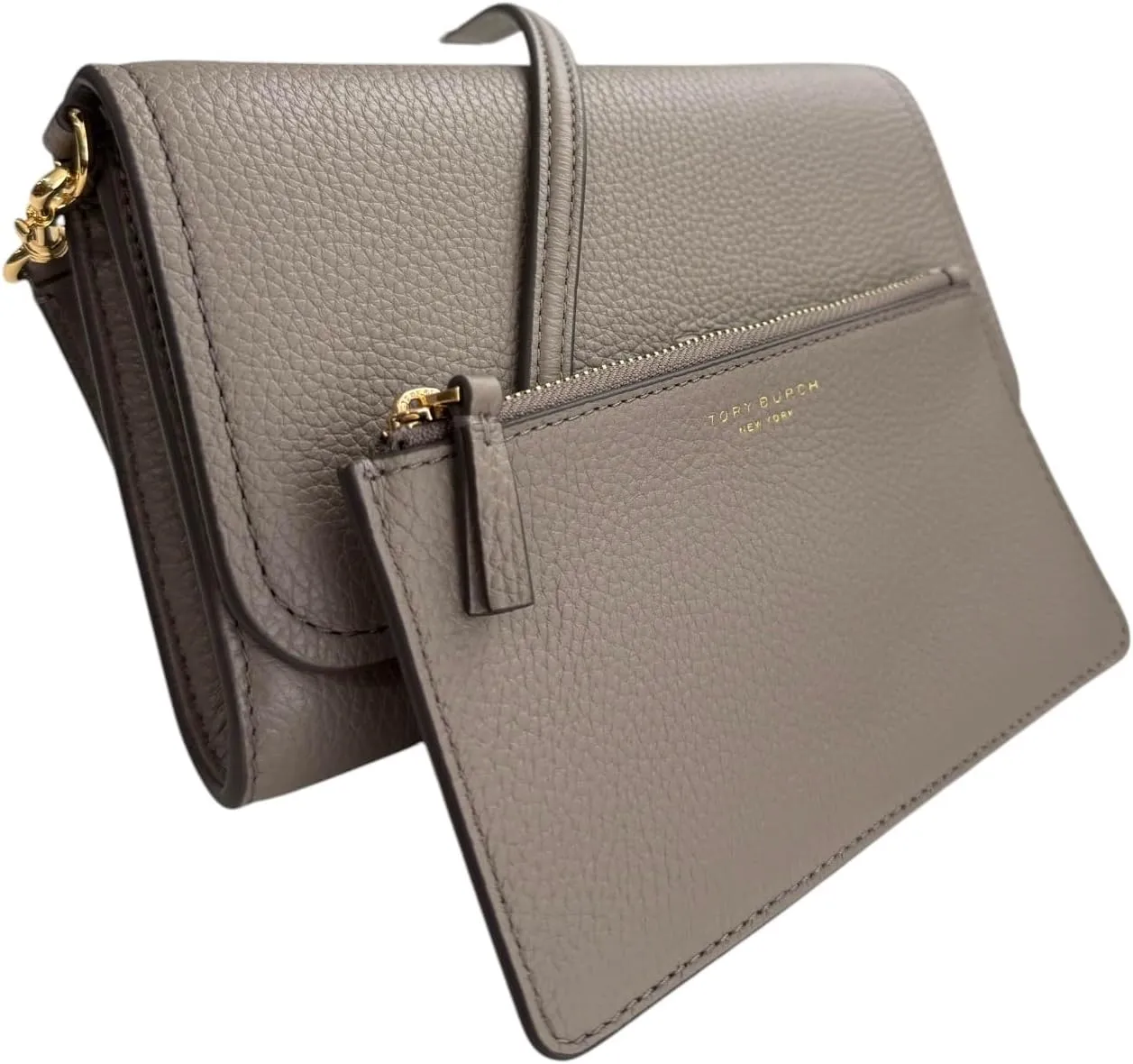 Tory Burch Womens 146467 Thea Pebbled Leather With Gold-tone Hardware Crossbody Bag With Flat Wallet
