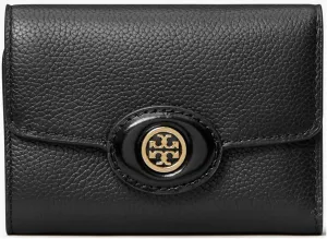 Tory Burch Women's Robinson Pebbled Small Flap Wallet Black