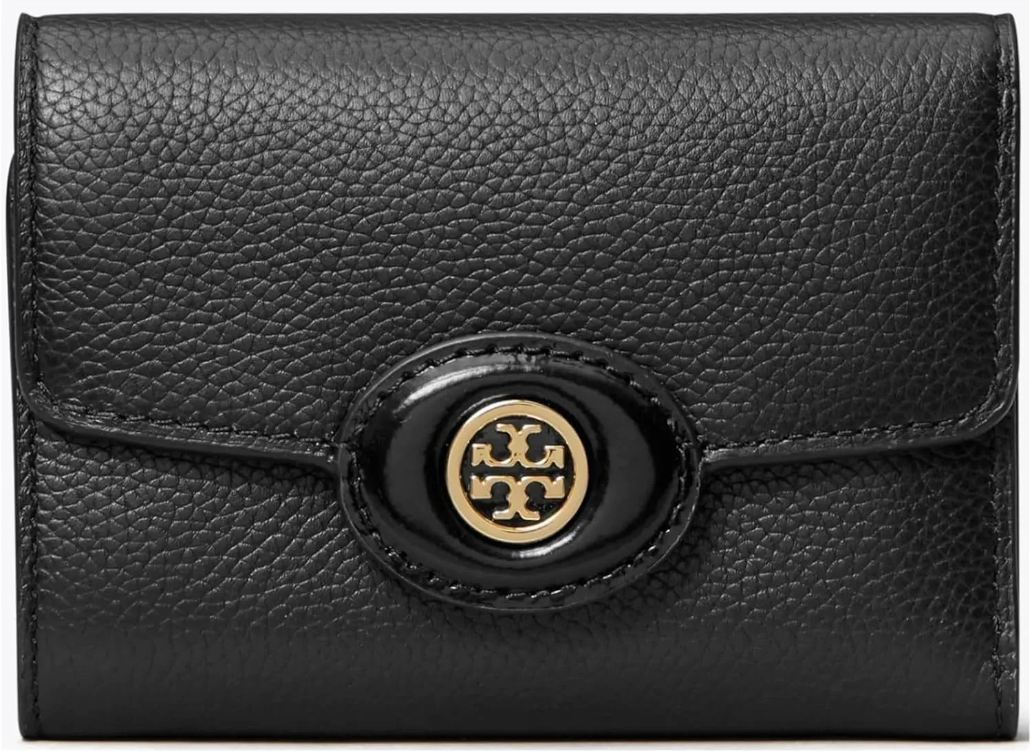 Tory Burch Women's Robinson Pebbled Small Flap Wallet Black