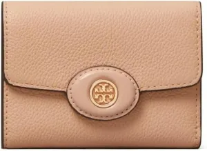 Tory Burch Women's Robinson Pebbled Small Flap Wallet Pink