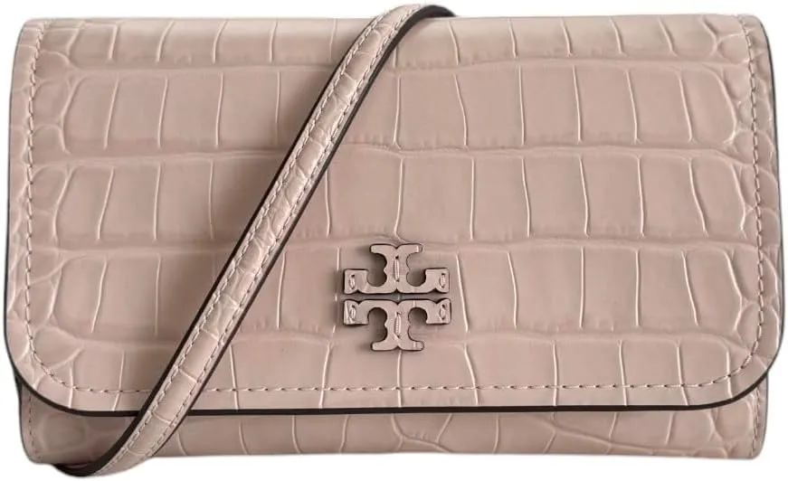 Tory Burch Women's Thea Embossed Flat Wallet Crossbody Bag With Flat Wallet (Clay Pink)