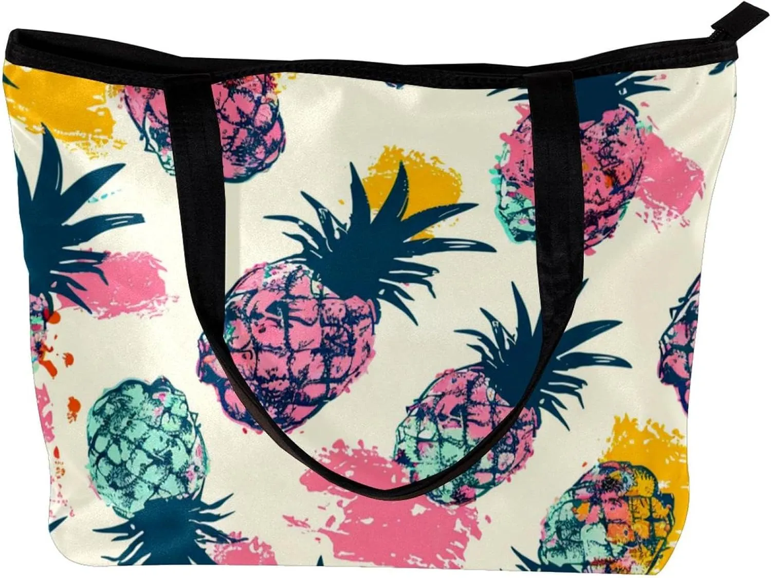 Tote Bag for Women, Large Tote Bag, Tote Bag with Zipper, Tropical Pineapple Plam Leaves, Womens Tote Bags for Work