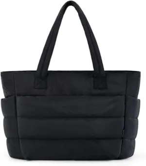Tote Bag for Women, Lightweight Puffy with Compartments, Large Quilted Travel, Work, Sport