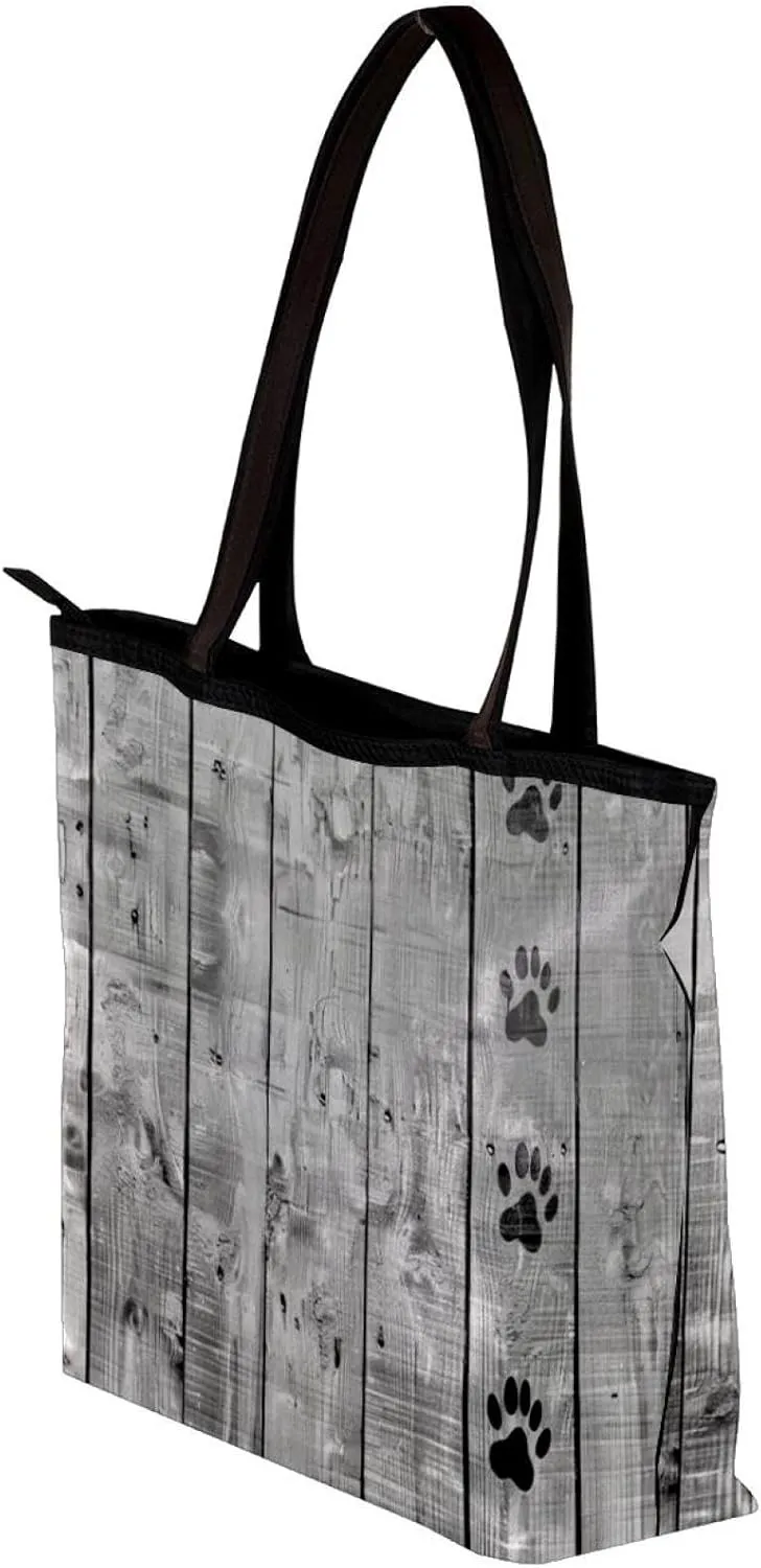 Tote Bag, Large Tote Bag, Women's Tote Handbags, Plank Paw Print Animal, Tote Bags Women