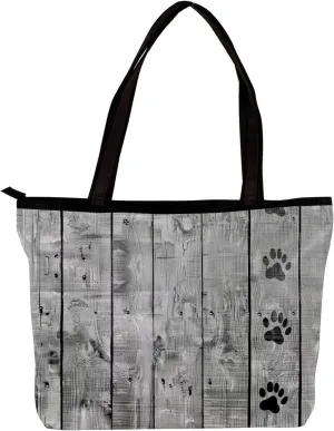 Tote Bag, Large Tote Bag, Women's Tote Handbags, Plank Paw Print Animal, Tote Bags Women