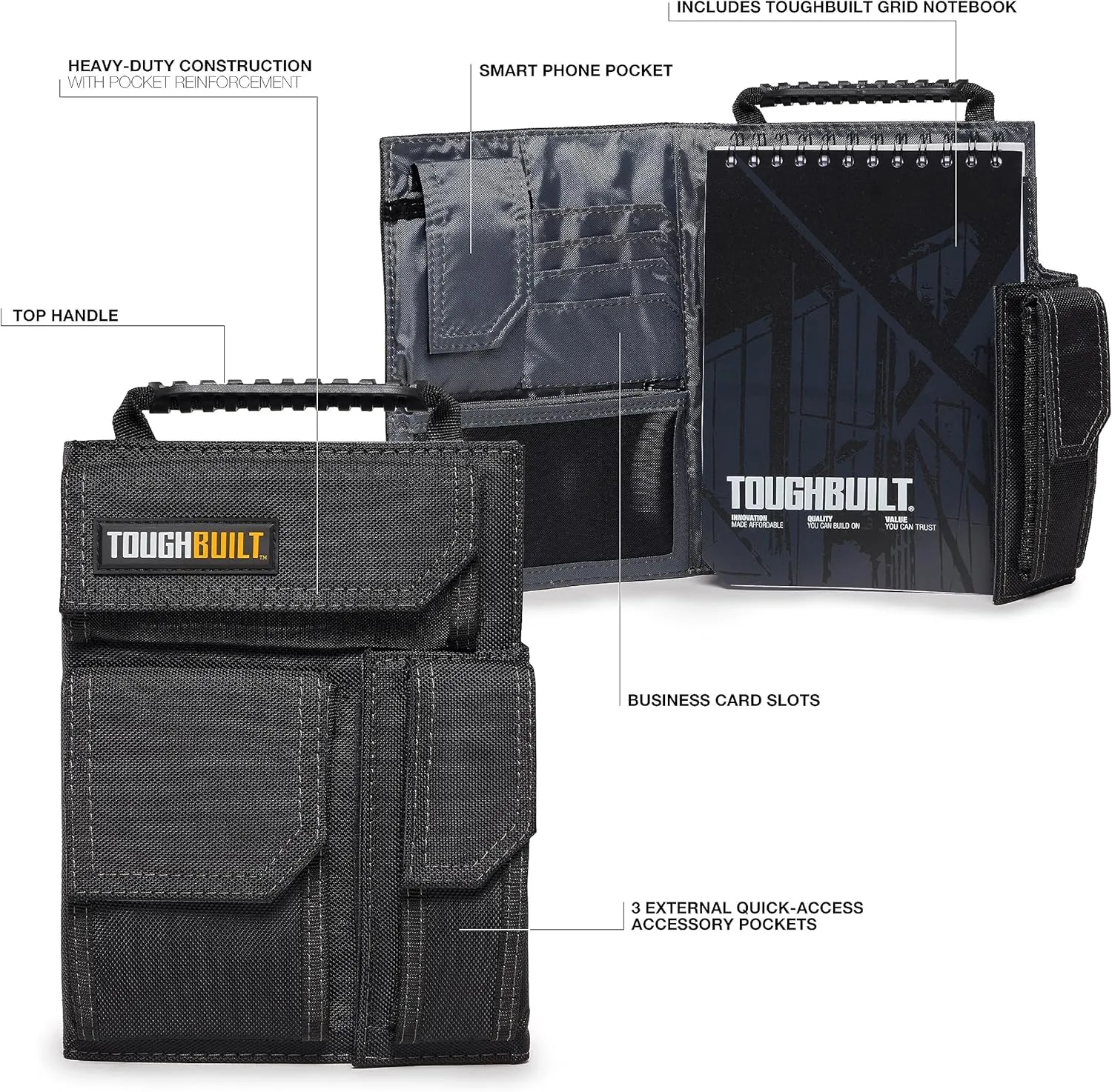 TOUGHBUILT TOU-56-L-C Large Organizer and Grid Notebook
