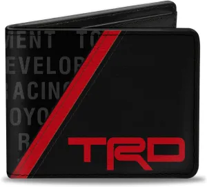 Toyota Wallet, Bifold, TRD Logo and Toyota Racing Development Text Stripe Black Red, Vegan Leather