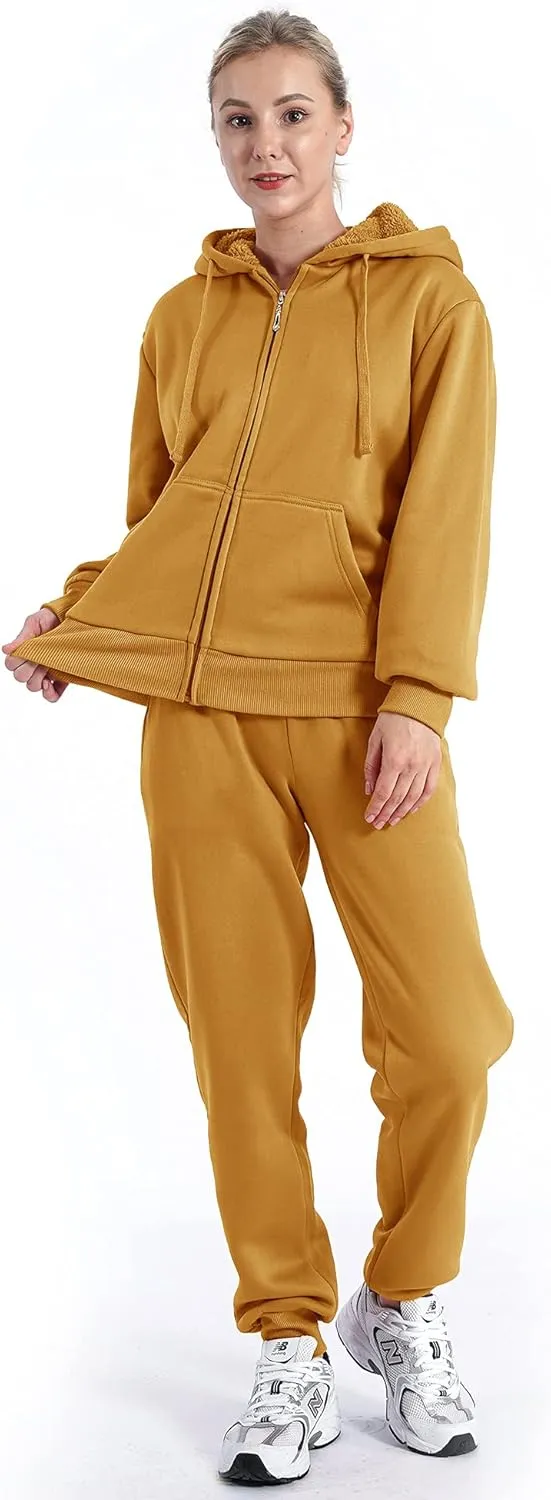 Track Suits for Women Set Sherpa lined Casual 2 Piece Outfits Sweatsuit