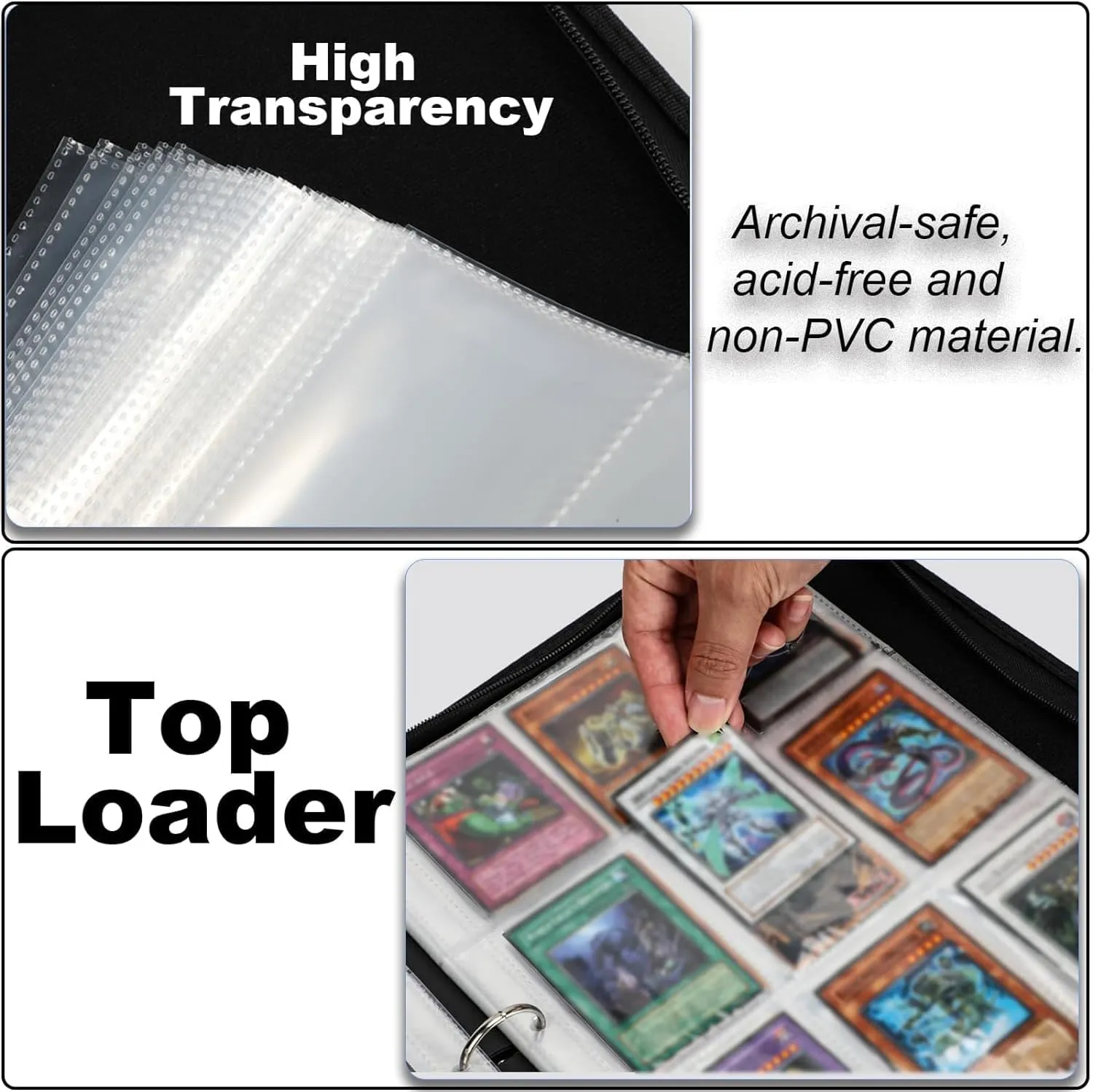 Trading Binder Compatible with Lorcana Cards 990 Pockets Collectible Card Holder for MTG other TCG Trading Cards with 55 Sleeves (LOR-Meri)