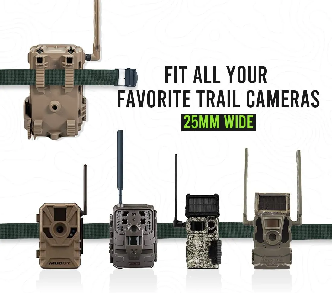 Trail Cam Straps, Upperosey Game Camera Strap with Long-Lasting Alloy Buckle, Wildlife Trial Camera Accessories w/Durable Nylon Fiber, Deer Camera Tree Belts, 25mm Width * 6 ft. Long (4 Packs)